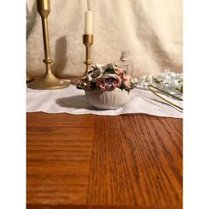 Vintage Capodimonte Style Basket of Flowers- Spring decor